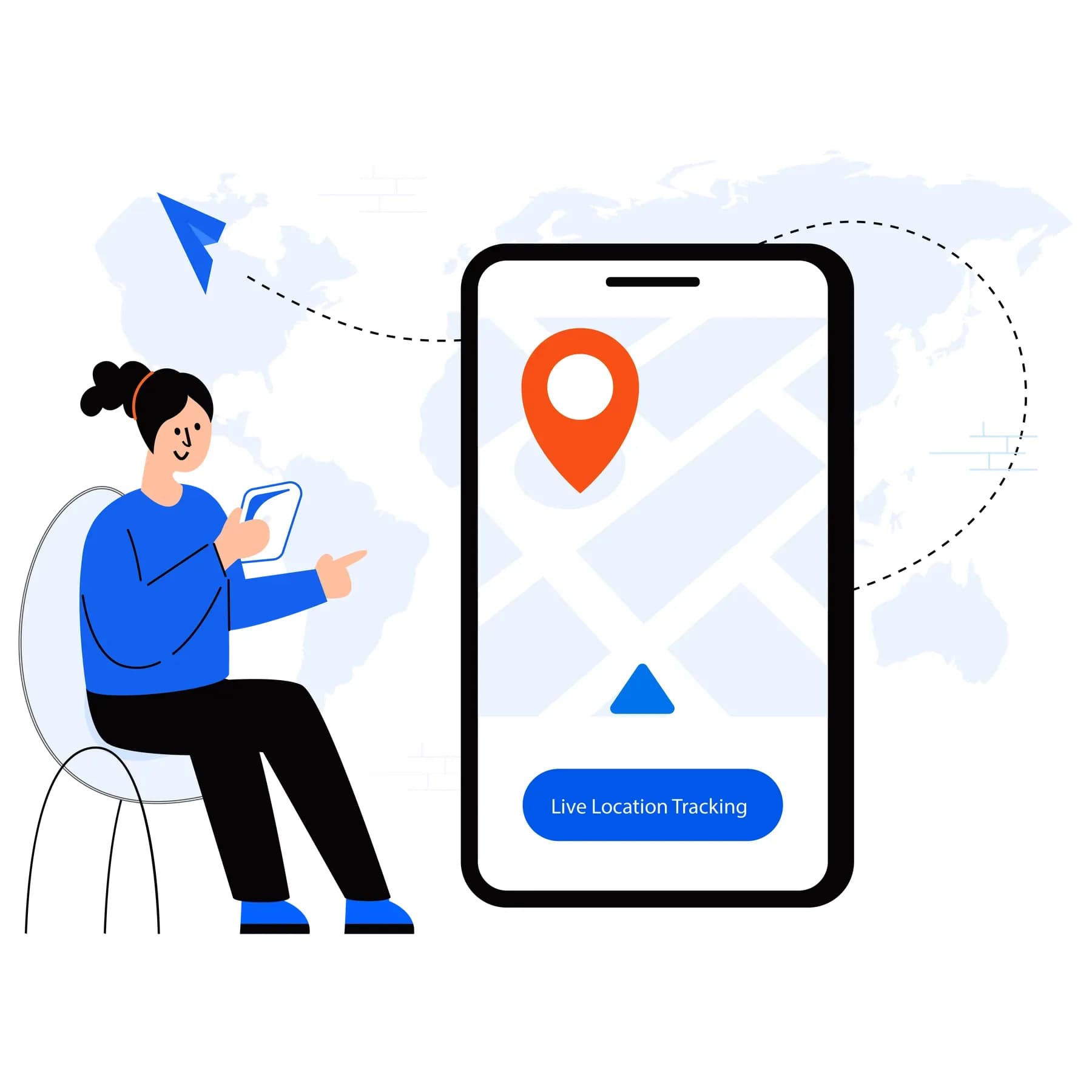 Live location tracking of a vehicle on the LOCATOR mobile app map