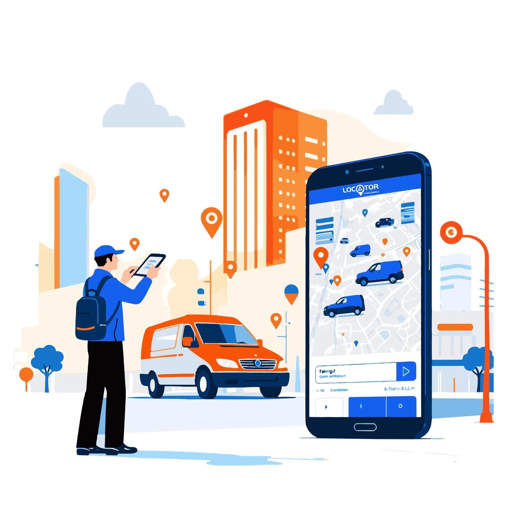 Field staff using the Locator.ae mobile app to track vehicles across a city