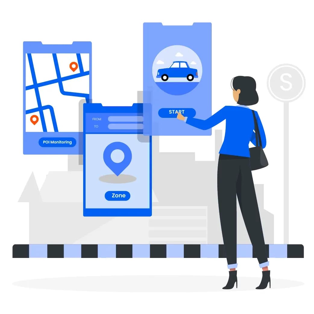 Setting up zone and points-of-interest monitoring in the GPS tracking app