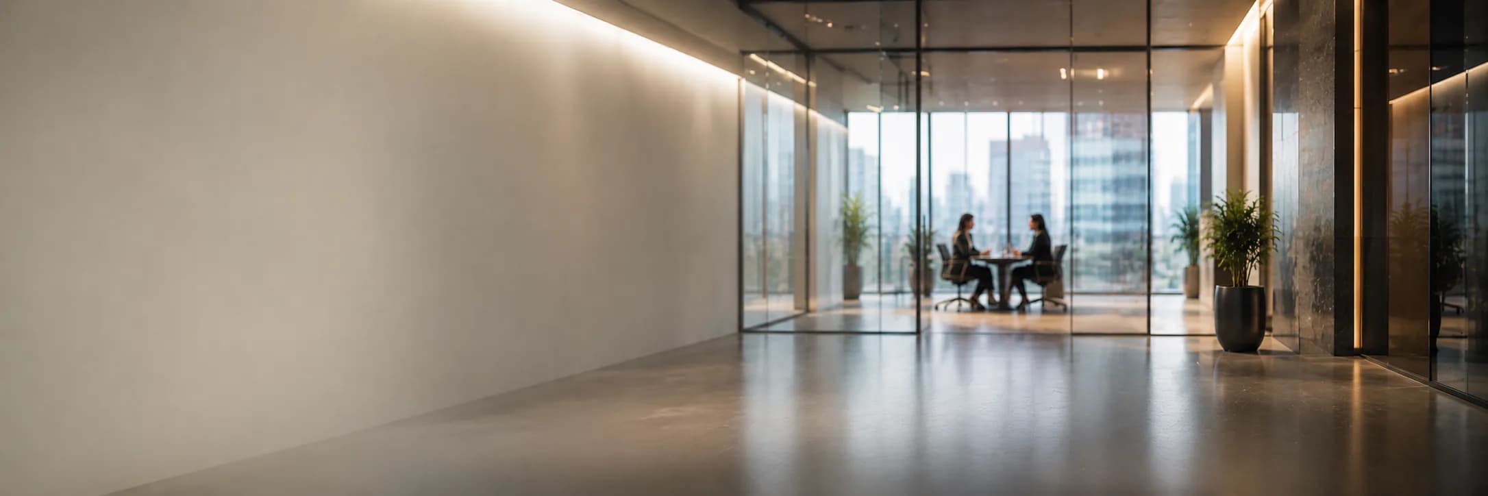 Modern glass-walled office meeting room where the Locator team meets with fleet customers