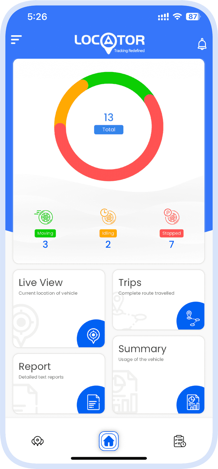 Locator app — live dashboard