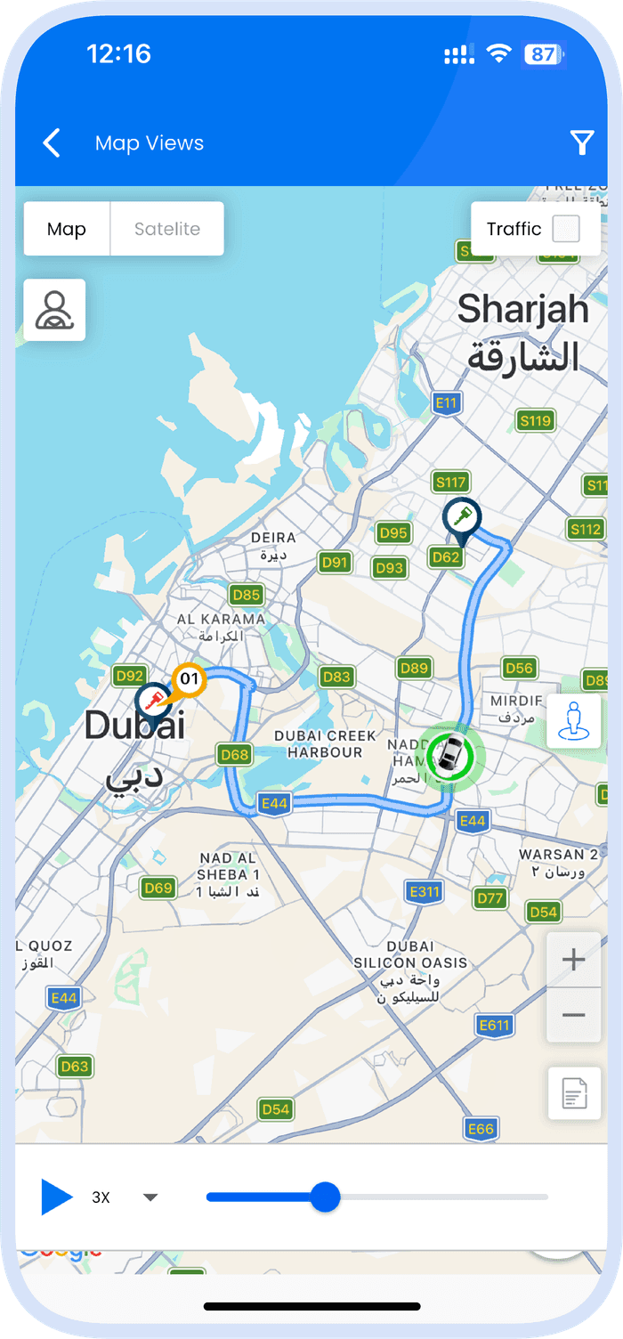 Locator app — live map view
