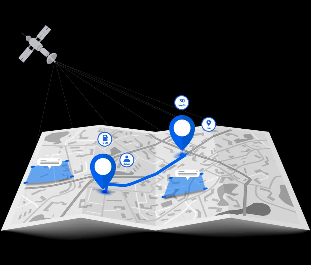 SecurePath GPS tracking route on map illustration