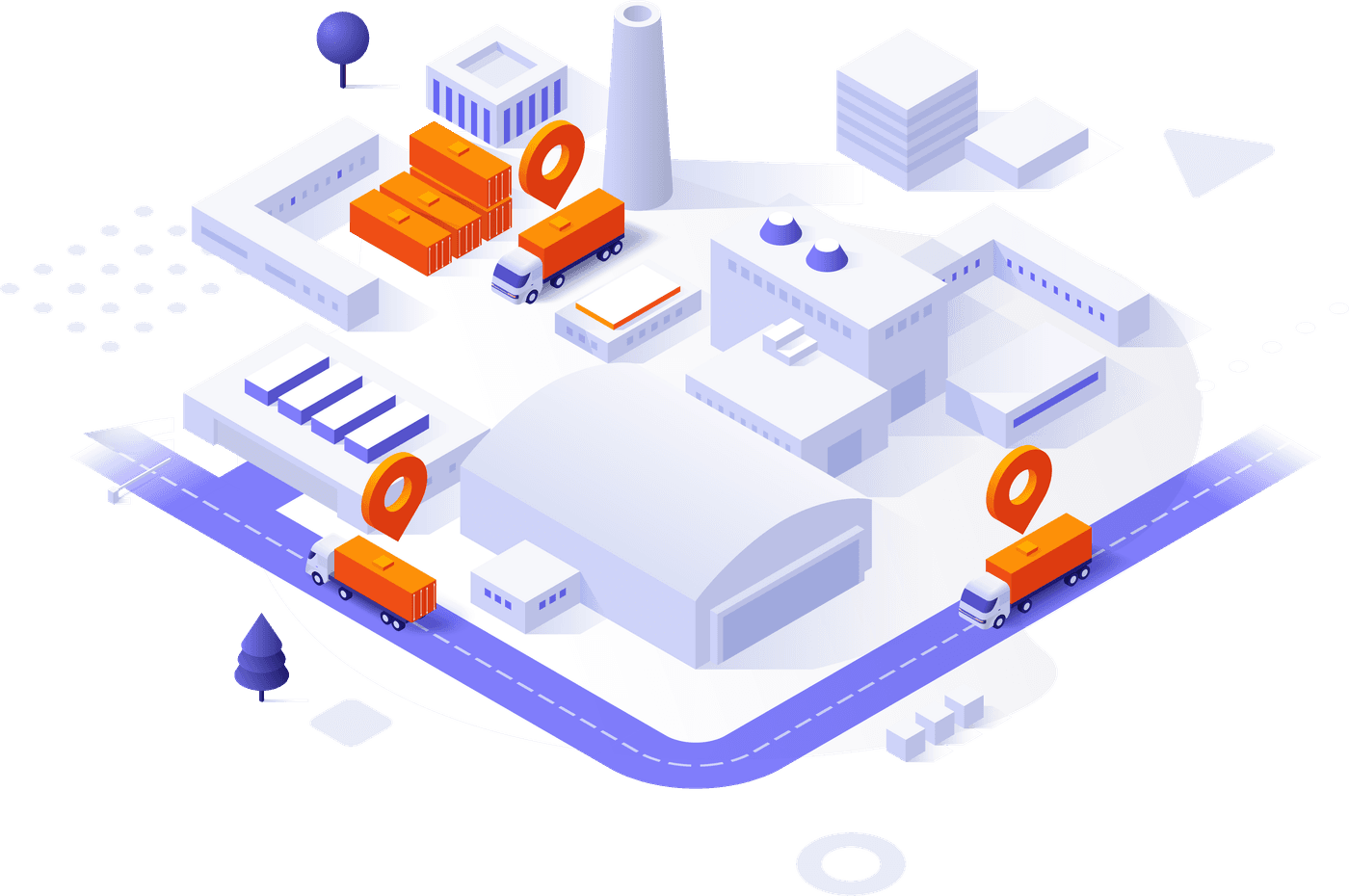 SHAHIN cargo tracking — industrial and logistics facility illustration