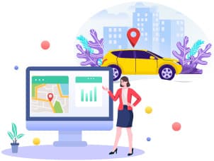 Sales and service vehicle tracked live on a desktop dashboard