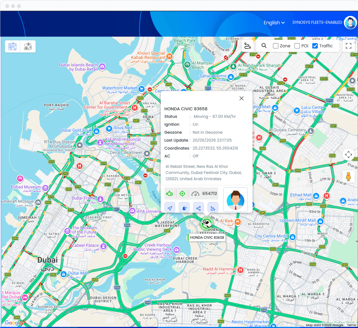 Locator web — live fleet map with alerts