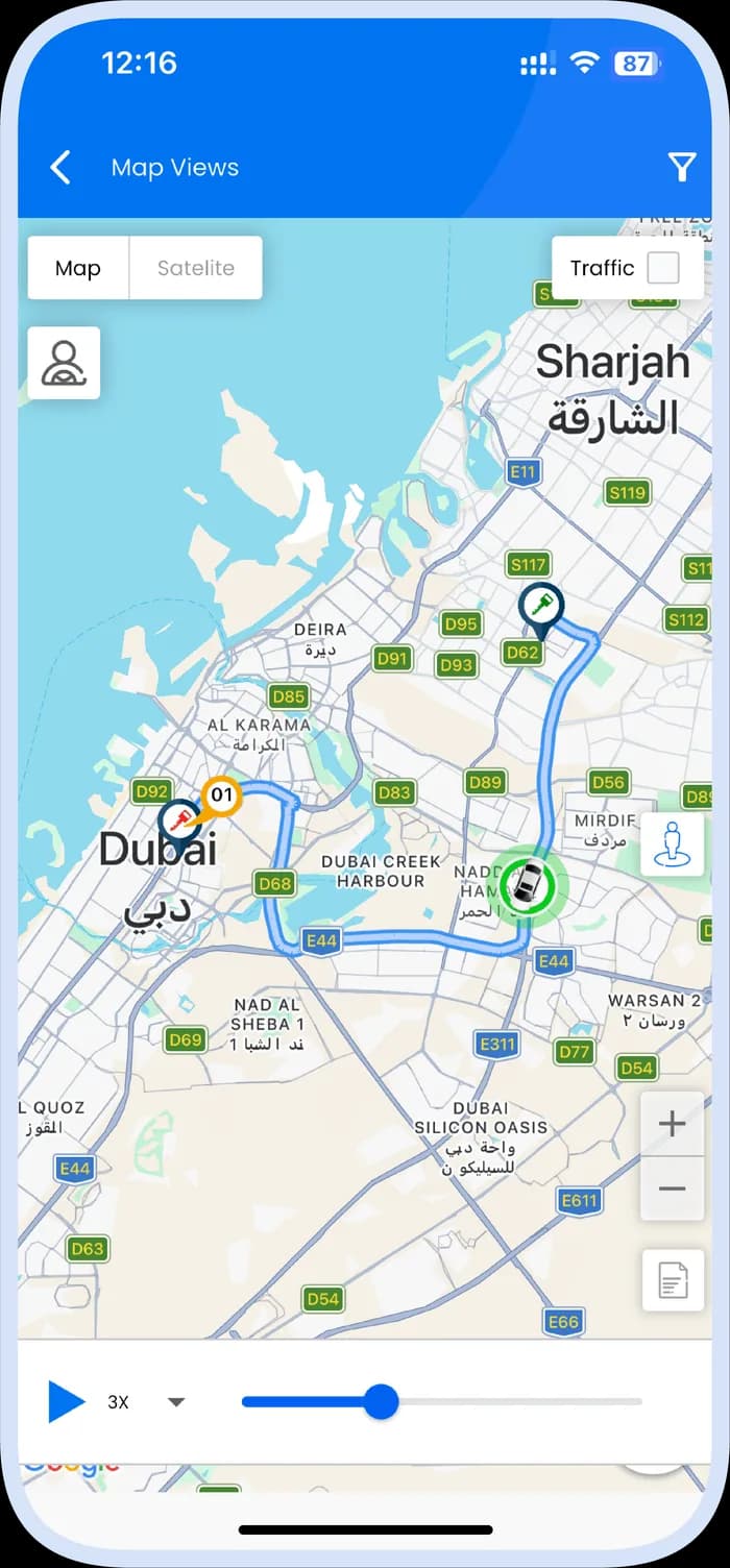 Locator app — live map view